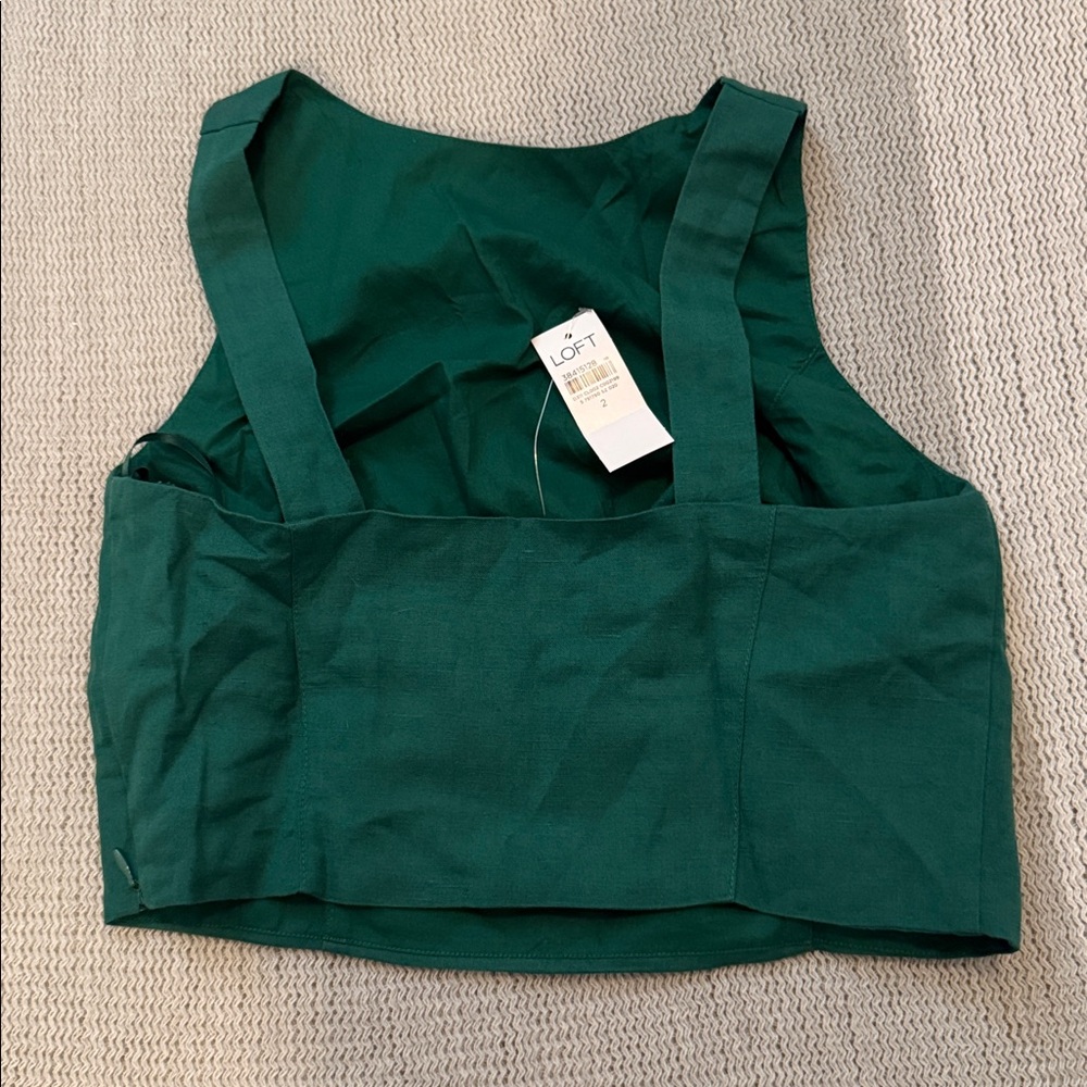 Brand BWT LOFT Emerald Green Scoop Back Crop Top size 2 - Picture 3 of 4